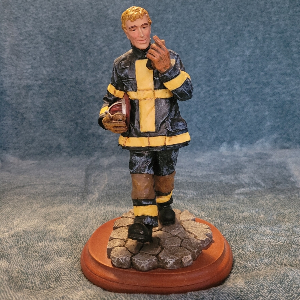 Vanmark Firefighter Figurine with Yellow and Black Accents